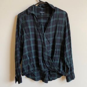 Madewell plaid wrap blouse
